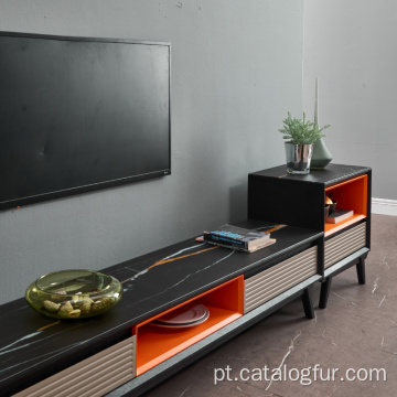 Conjunto de armários de madeira para sala de estar Suporte para TV de design com mesa de centro e mesa lateral